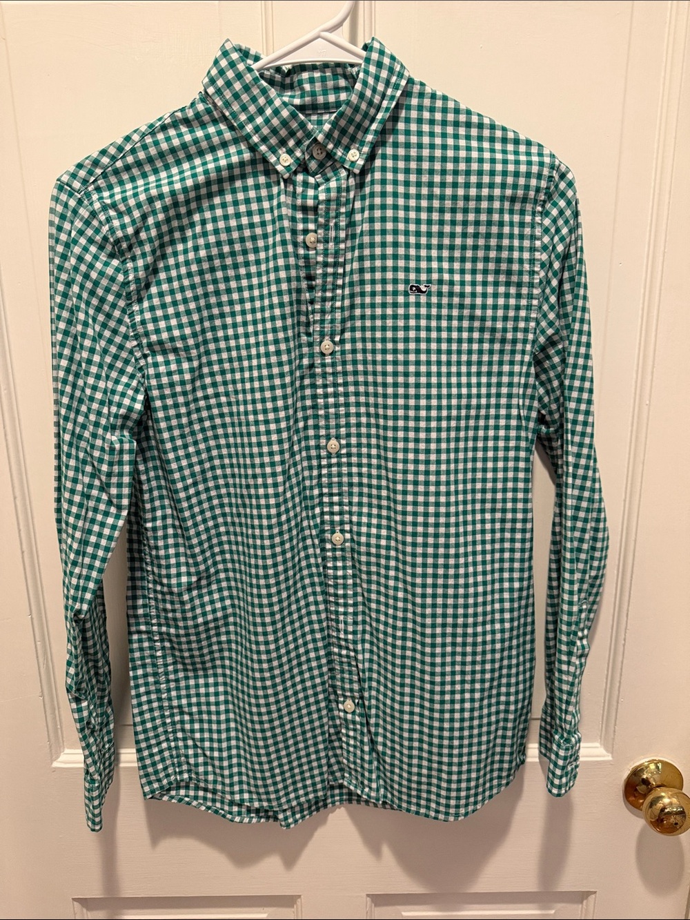 Vineyard Vines Green and White Gingham Button-Down Shirt